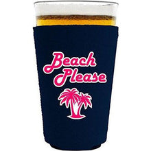Load image into Gallery viewer, pint glass koozie with beach please design
