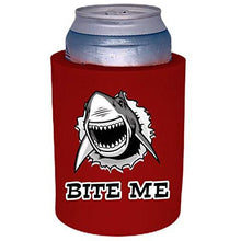 Load image into Gallery viewer, red old school thick foam with bite me shark design 
