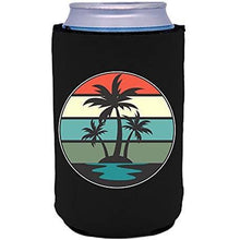 Load image into Gallery viewer, can koozie with retro palm trees design
