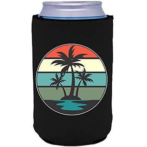 can koozie with retro palm trees design