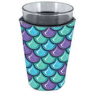 pint glass koozie with fish scale design