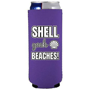 Shell Yeah Beaches Slim 12 oz Can Coolie