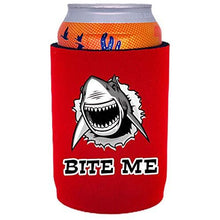 Load image into Gallery viewer, full bottom can koozie with bite me design
