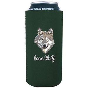 16 oz can koozie with lone wolf design