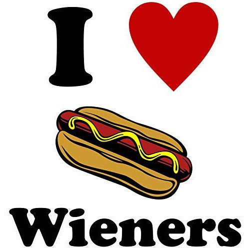vinyl sticker with i love wieners design