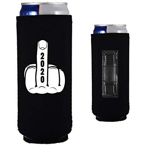 magnetic slim can koozie with middle finger and 2020 funny design