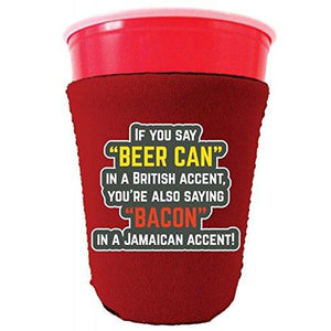 Beer Can Bacon Accents Party Cup Coolie