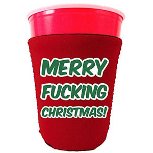 Merry Fucking Christmas and Happy Fucking New Year Party Cup coolie Set
