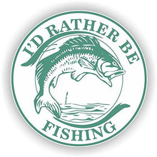 Load image into Gallery viewer, vinyl sticker with id rather be fishing design
