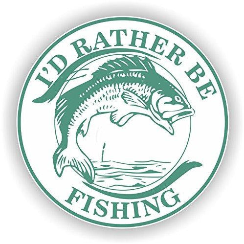 vinyl sticker with id rather be fishing design