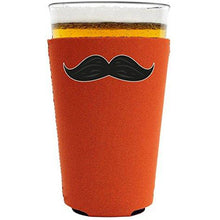 Load image into Gallery viewer, pint glass koozie with mustache design
