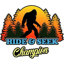 Load image into Gallery viewer, vinyl sticker with hide and seek champion design
