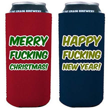 Load image into Gallery viewer, Merry Fucking Christmas Happy Fucking New Year 16 oz. Can Coolie
