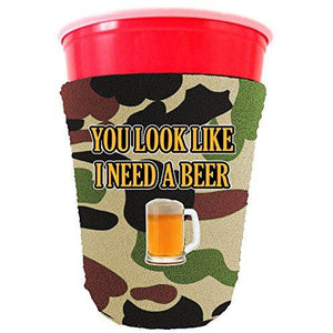You Look Like I Need A Beer Funny Party Cup Coolie