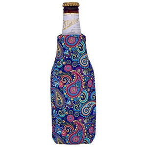 beer bottle koozie with paisley pattern design