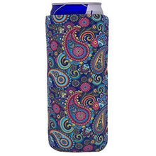 Load image into Gallery viewer, slim can koozie with paisley floral pattern design

