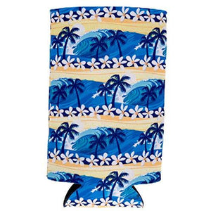 Waves Tropical Beach Pattern 16 oz. Can Coolie