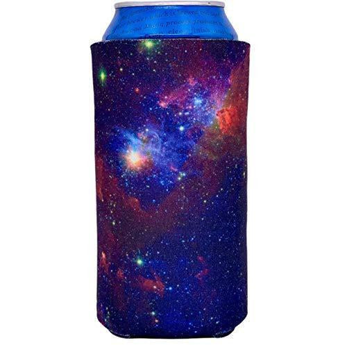 16oz tallboy can koozie with galaxy space all over print design
