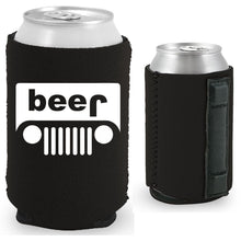 Load image into Gallery viewer, beer jeep black magnetic koozie
