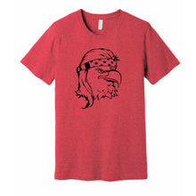Load image into Gallery viewer, eagle with mullet funny t shirt red heather black ink
