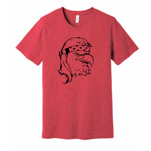 eagle with mullet funny t shirt red heather black ink