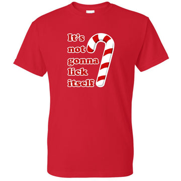 It's Not Gonna Lick Itself Candy Cane Slim Can Coolie (Red) 