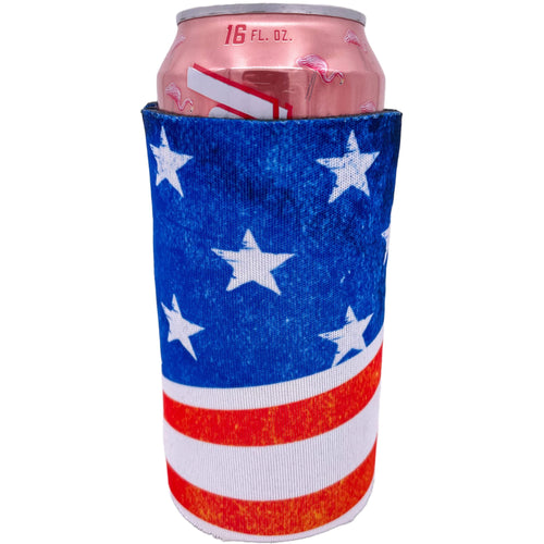 Vintage American Flag 16 oz. Can Koozie with Stars and Stripes