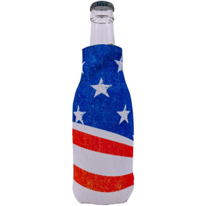 Vintage American Flag Beer Bottle Koozie with Stars and Stripes