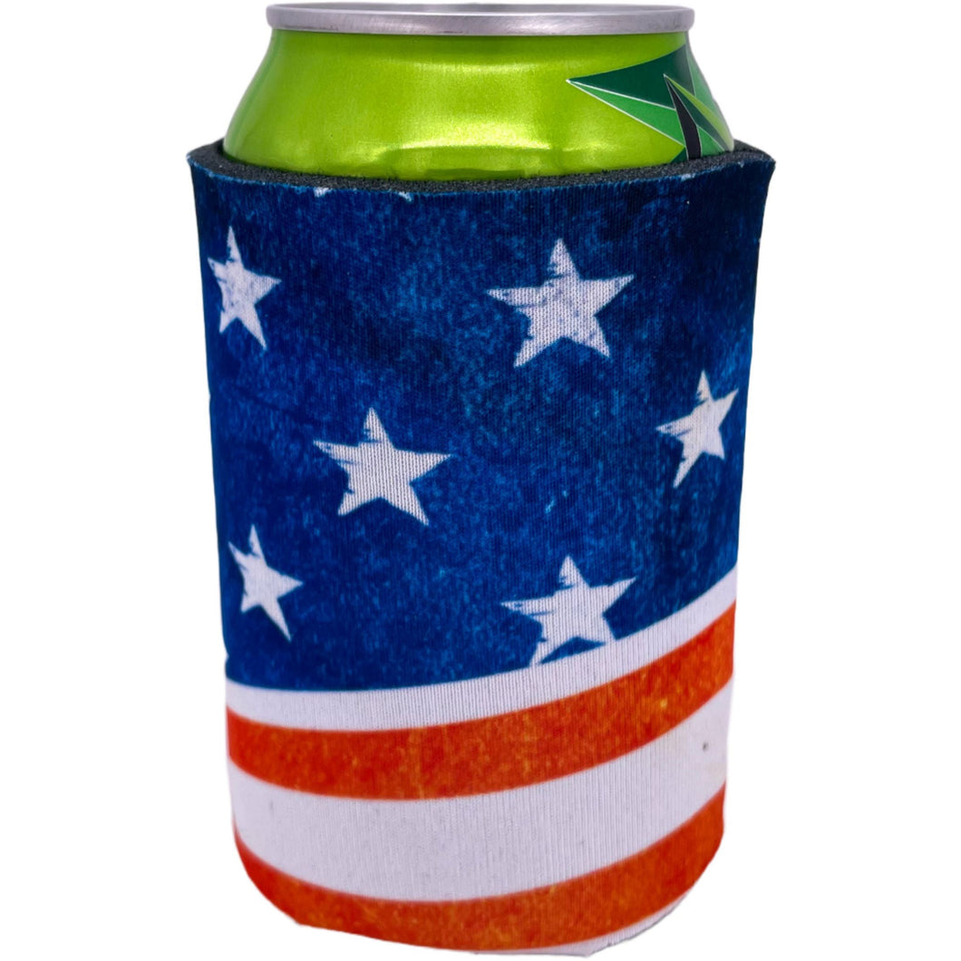 Vintage American Flag Can Koozie with Stars and Stripes