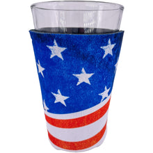 Load image into Gallery viewer, Vintage American Flag Pint Glass Koozie with Stars and Stripes
