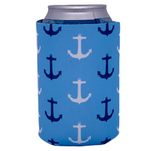 Load image into Gallery viewer, can koozie with anchor pattern design
