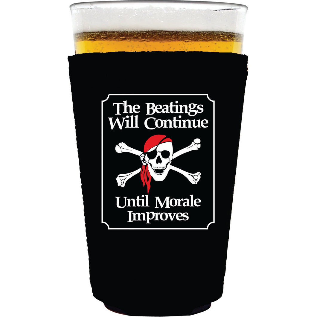 The Beatings Will Continue Pint Glass Coolie
