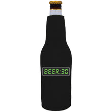 Load image into Gallery viewer, black beer bottle koozie with beer 30 funny design
