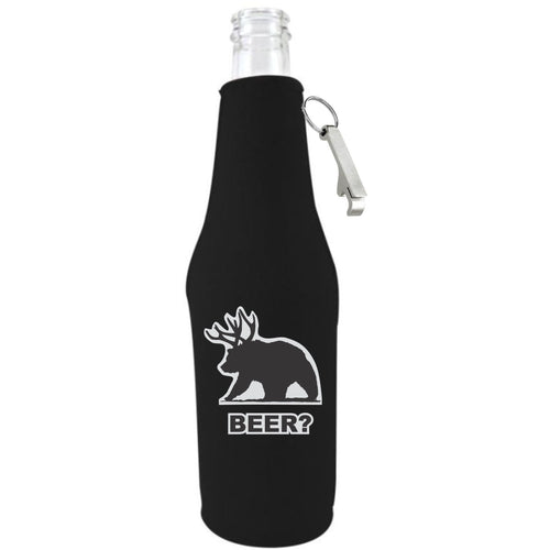 beer bottle koozie with opener with beer bear design