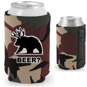 magnetic can koozie with beer bear funny design
