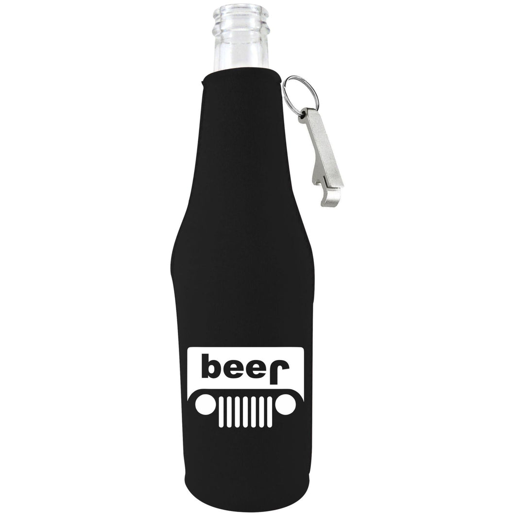 Beer jeep Beer Bottle Coolie w/Opener Attached
