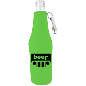 Beer jeep Beer Bottle Coolie w/Opener Attached