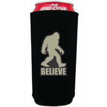 Load image into Gallery viewer, black 24oz can koozie with bigfoot believe design
