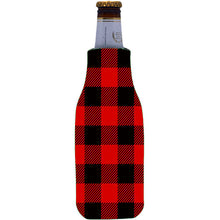 Load image into Gallery viewer, Buffalo Check Flannel Print Beer Bottle Coolie
