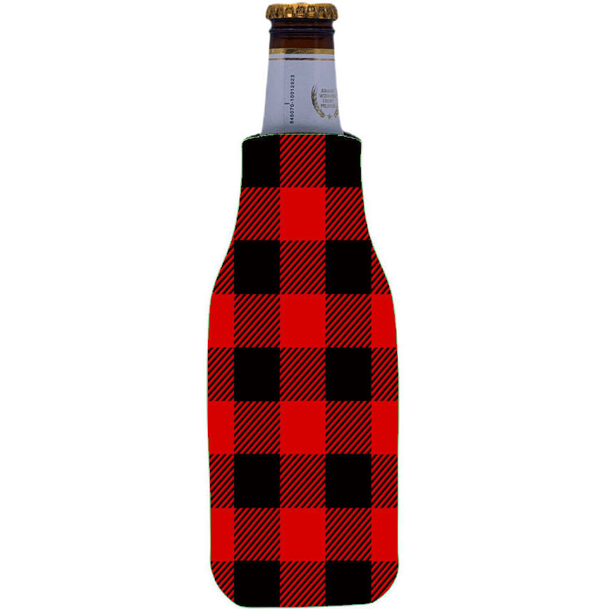Buffalo Check Flannel Print Beer Bottle Coolie