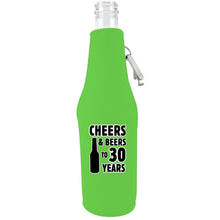 Load image into Gallery viewer, Cheers &amp; Beers to 30 Years Beer Bottle Coolie With Opener
