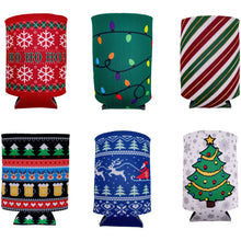 Load image into Gallery viewer, Christmas Holiday Pattern Can Coolie Variety 6 Party Pack
