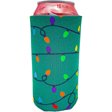 Load image into Gallery viewer, 16oz can koozie with christmas lights pattern design print
