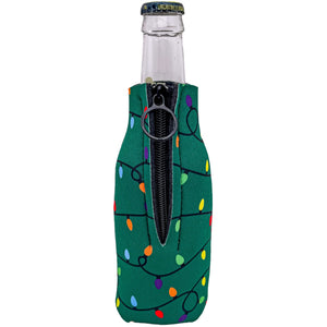 Christmas Lights Pattern Zipper Bottle Coolie