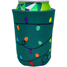 Load image into Gallery viewer, can koozie with christmas lights pattern design print
