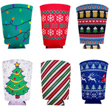 Load image into Gallery viewer, Christmas Holiday Pattern Pint Glass Coolie Variety 6 Party Pack

