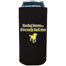 Load image into Gallery viewer, black 16oz can koozie with dog beers funny design
