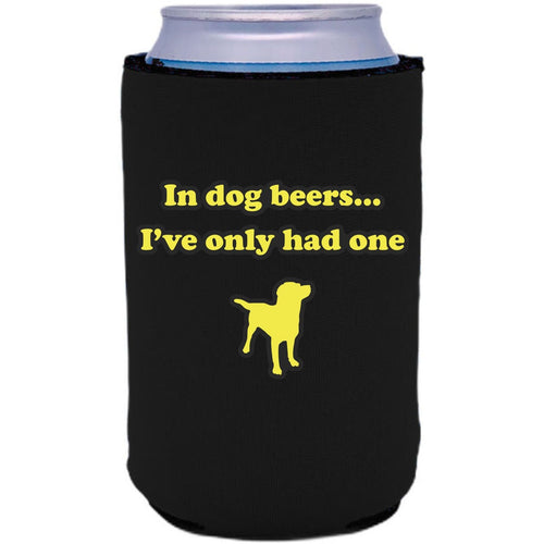 black can koozie with dog beers funny design