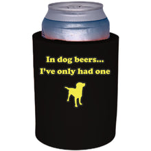 Load image into Gallery viewer, black thick foam old school can koozie with dog beers funny design
