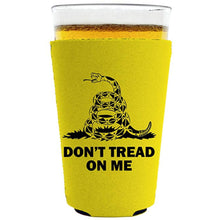 Load image into Gallery viewer, pint glass koozie with dont tread on me design
